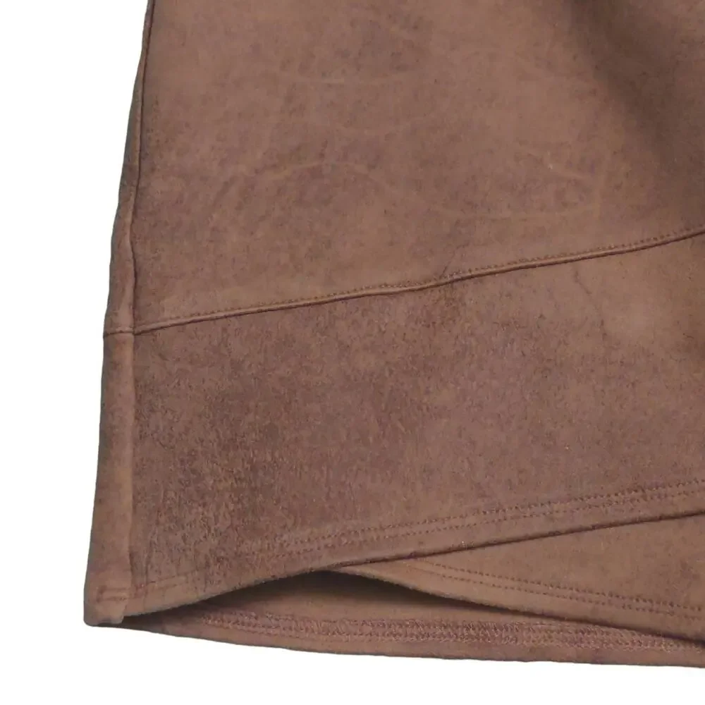 Free People Straight Skirt Women's 4 Brown Solid Mini Tiered Vegan Leather